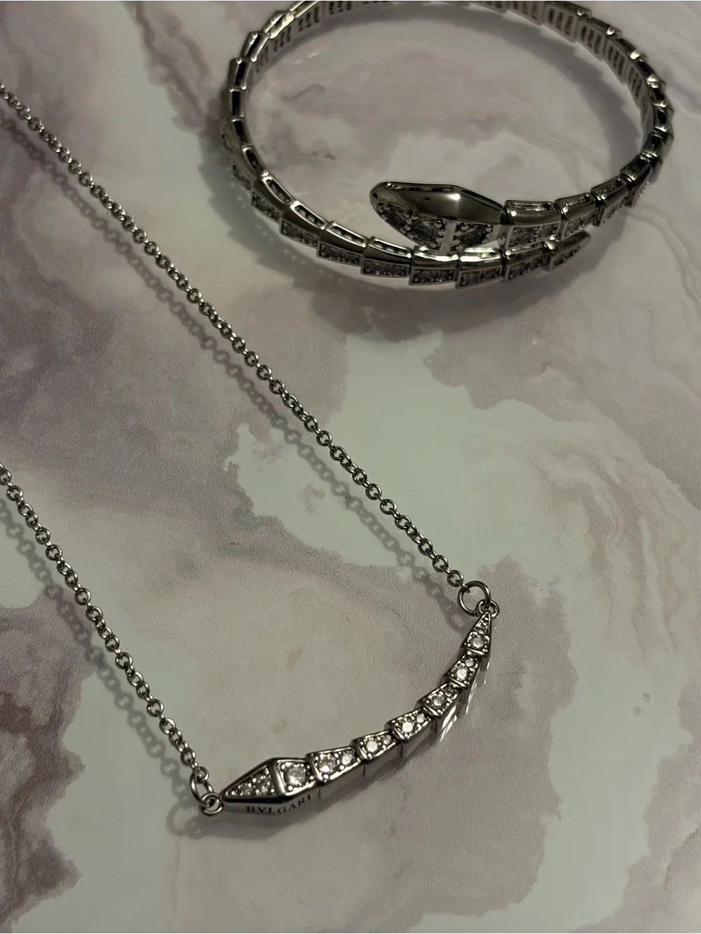 Silver Crystal Halo Snake Bangle Bracelet - Women Jewelry